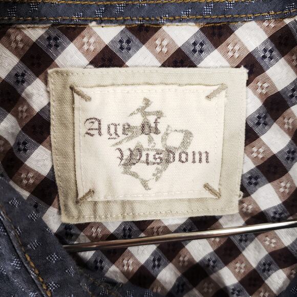 Age of Wisdom Shirt Mens Extra Large Blue Short Sleeve Casual Comfort Button Up - Picture 7 of 7